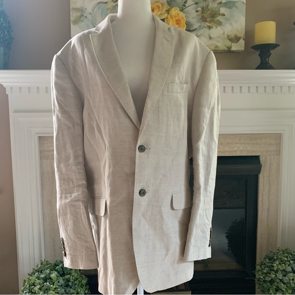 Tasso Elba Island 100% Linen Creme Colored Blazer (Size XXL)